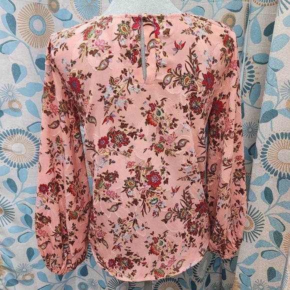 LOFT Pink and Red Floral Blouse - Picture 2 of 8